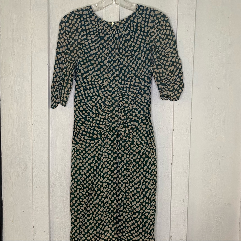 Whistles Green Silk Ruched Midi Dress – UK 10 / US 6